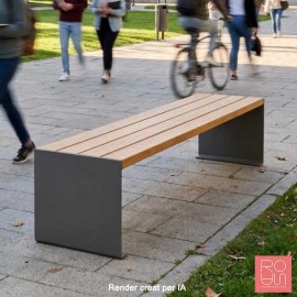 Banqueta urbana KUB. en acer i fusta